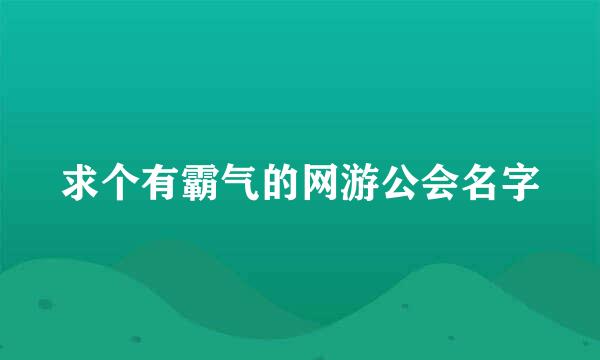 求个有霸气的网游公会名字