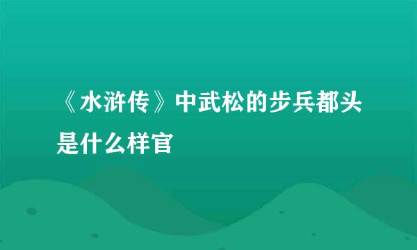 《水浒传》中武松的步兵都头是什么样官