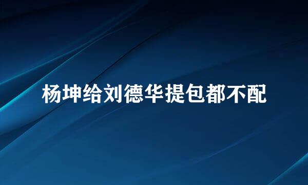 杨坤给刘德华提包都不配