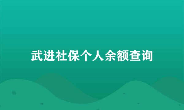 武进社保个人余额查询