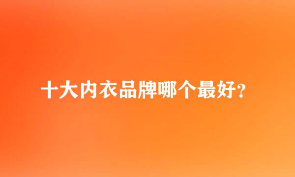 十大内衣品牌哪个最好？