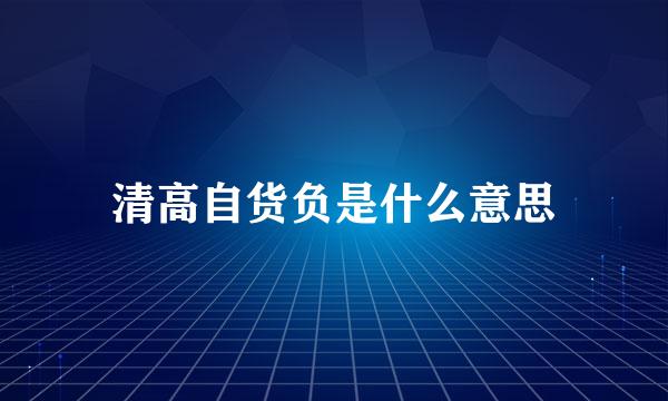 清高自货负是什么意思