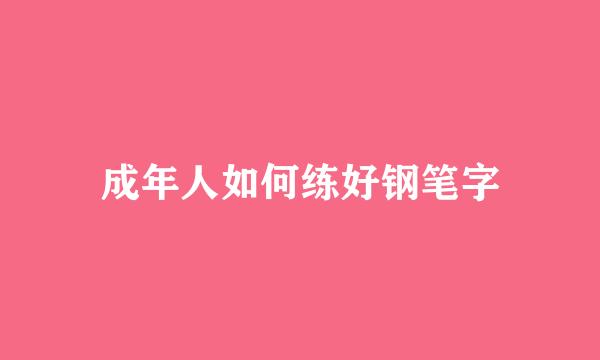 成年人如何练好钢笔字