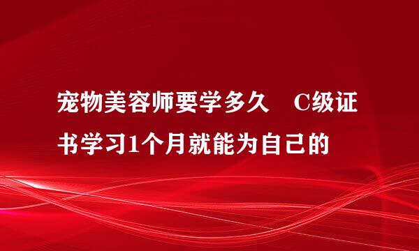宠物美容师要学多久 C级证书学习1个月就能为自己的