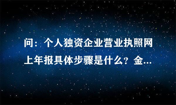 问：个人独资企业营业执照网上年报具体步骤是什么？金额怎么填写。