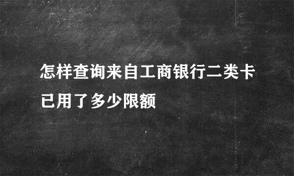 怎样查询来自工商银行二类卡已用了多少限额