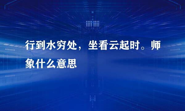 行到水穷处，坐看云起时。师象什么意思