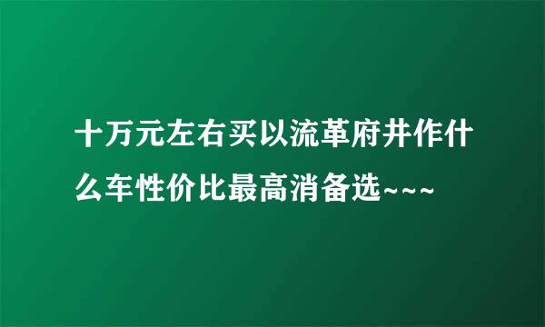 十万元左右买以流革府井作什么车性价比最高消备选~~~