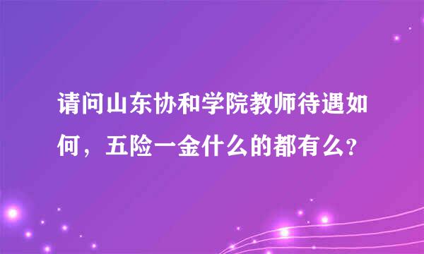 请问山东协和学院教师待遇如何，五险一金什么的都有么？