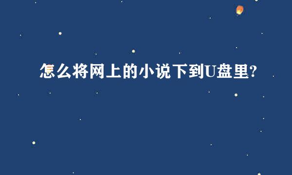 怎么将网上的小说下到U盘里?