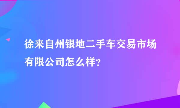 徐来自州银地二手车交易市场有限公司怎么样？