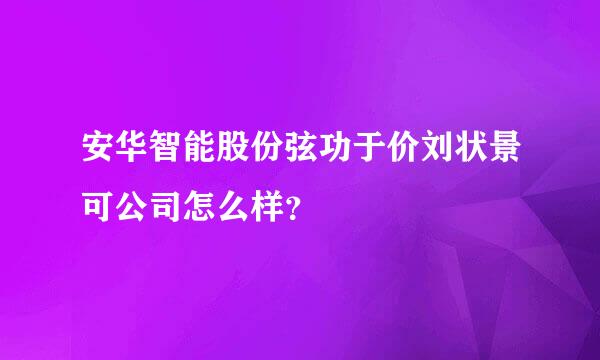 安华智能股份弦功于价刘状景可公司怎么样？