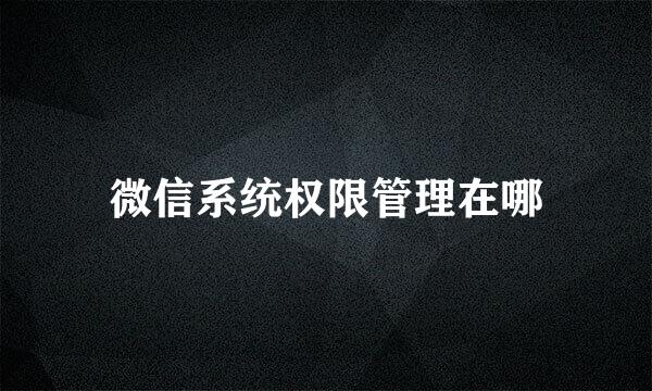 微信系统权限管理在哪