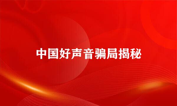 中国好声音骗局揭秘