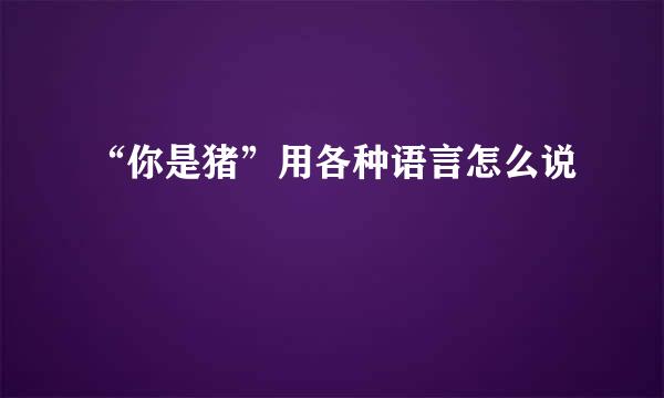 “你是猪”用各种语言怎么说