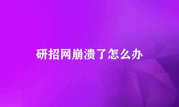研招网崩溃了怎么办