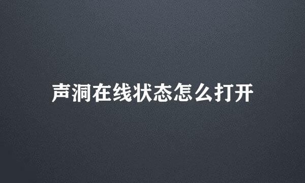 声洞在线状态怎么打开