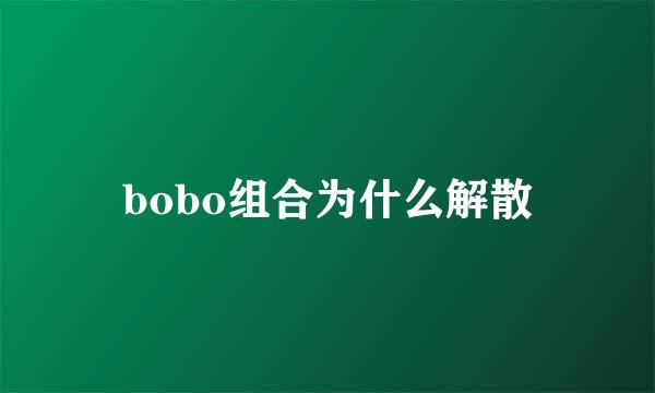 bobo组合为什么解散