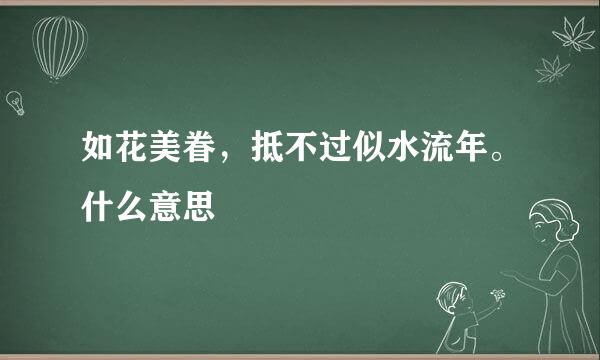 如花美眷，抵不过似水流年。什么意思