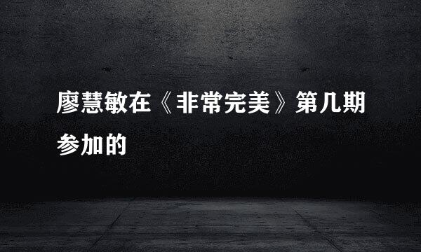 廖慧敏在《非常完美》第几期参加的
