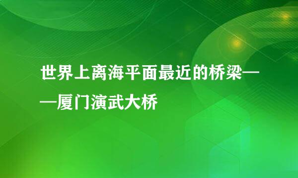 世界上离海平面最近的桥梁——厦门演武大桥