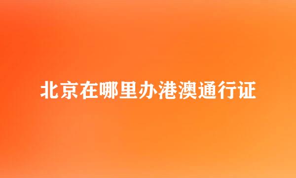 北京在哪里办港澳通行证
