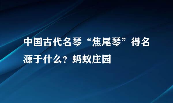 中国古代名琴“焦尾琴”得名源于什么？蚂蚁庄园