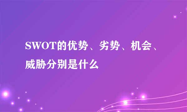 SWOT的优势、劣势、机会、威胁分别是什么