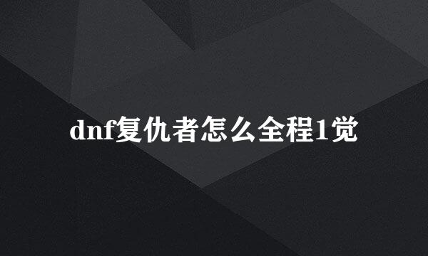 dnf复仇者怎么全程1觉