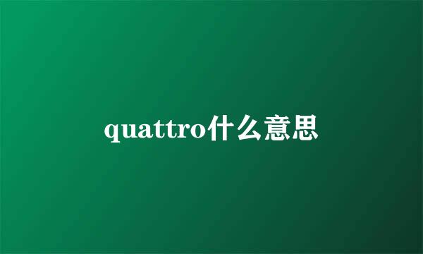 quattro什么意思