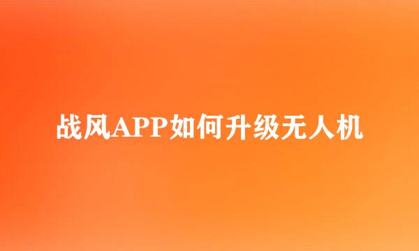 战风APP如何升级无人机