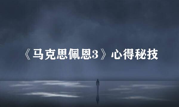 《马克思佩恩3》心得秘技
