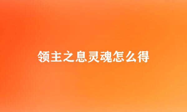 领主之息灵魂怎么得