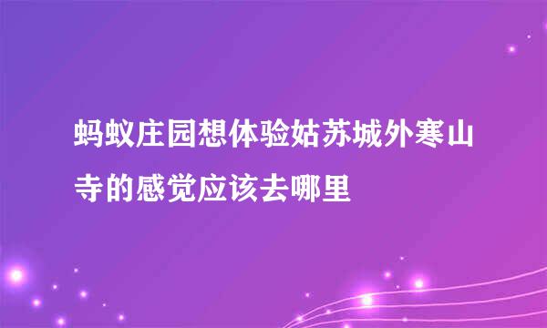 蚂蚁庄园想体验姑苏城外寒山寺的感觉应该去哪里