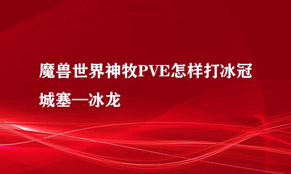 魔兽世界神牧PVE怎样打冰冠城塞—冰龙