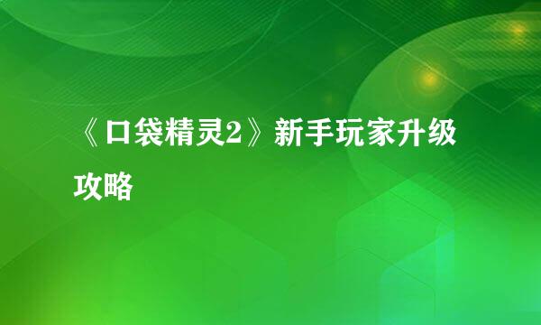 《口袋精灵2》新手玩家升级攻略