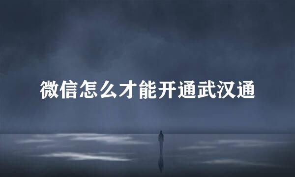 微信怎么才能开通武汉通