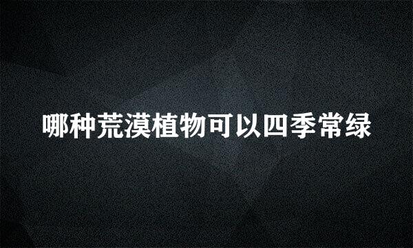哪种荒漠植物可以四季常绿