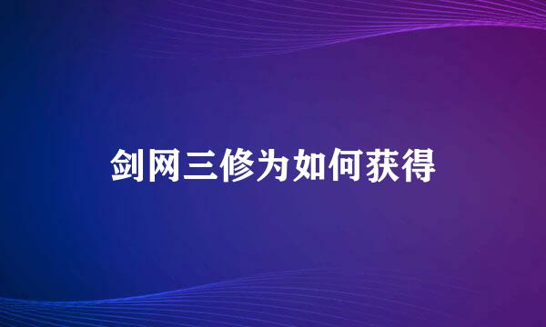 剑网三修为如何获得