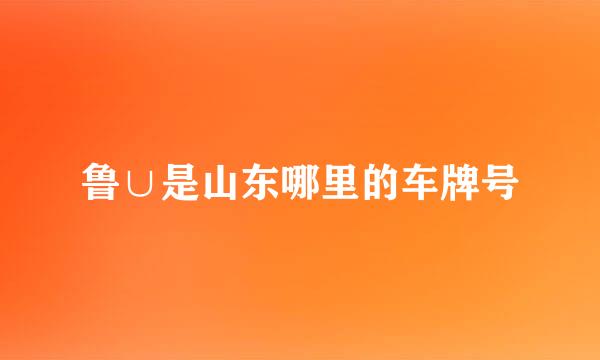 鲁∪是山东哪里的车牌号