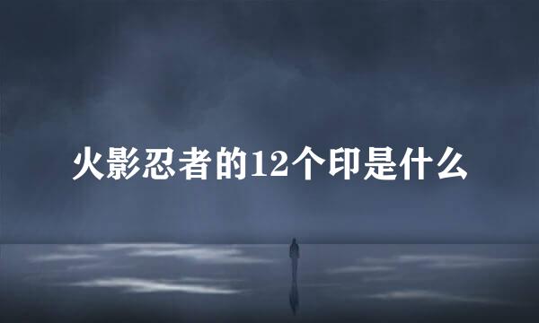 火影忍者的12个印是什么