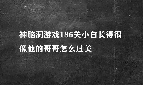 神脑洞游戏186关小白长得很像他的哥哥怎么过关