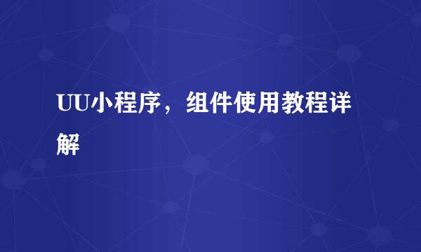 UU小程序，组件使用教程详解