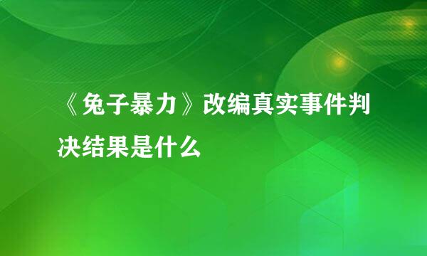 《兔子暴力》改编真实事件判决结果是什么
