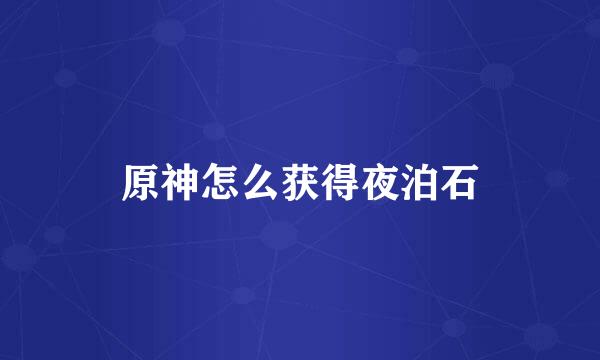 原神怎么获得夜泊石