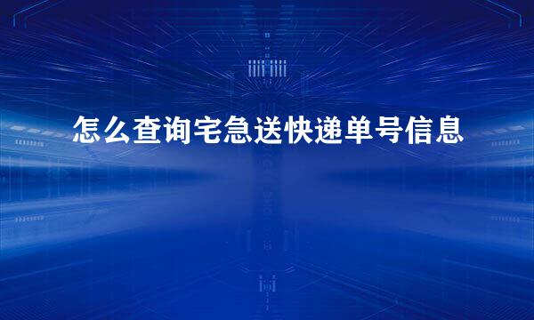 怎么查询宅急送快递单号信息