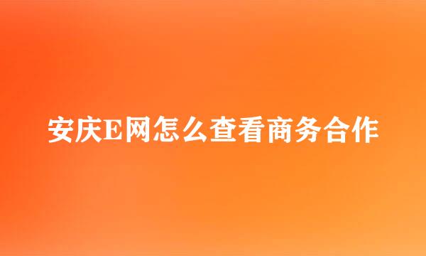 安庆E网怎么查看商务合作