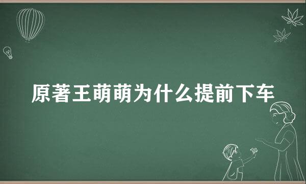 原著王萌萌为什么提前下车