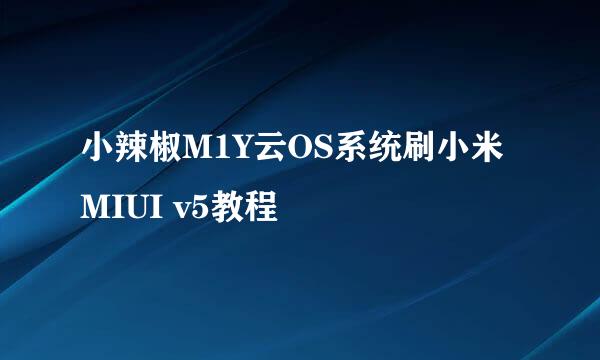 小辣椒M1Y云OS系统刷小米MIUI v5教程
