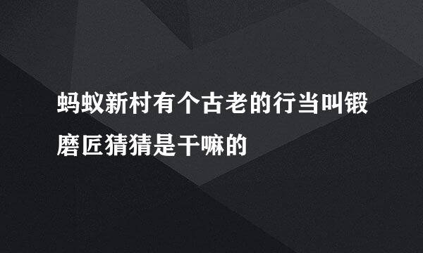蚂蚁新村有个古老的行当叫锻磨匠猜猜是干嘛的